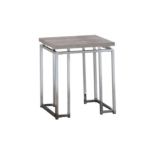 End Table With Rectangular Tabletop And Metal Legs, Silver And Brown By Benzara | Side Tables |  Modishstore 