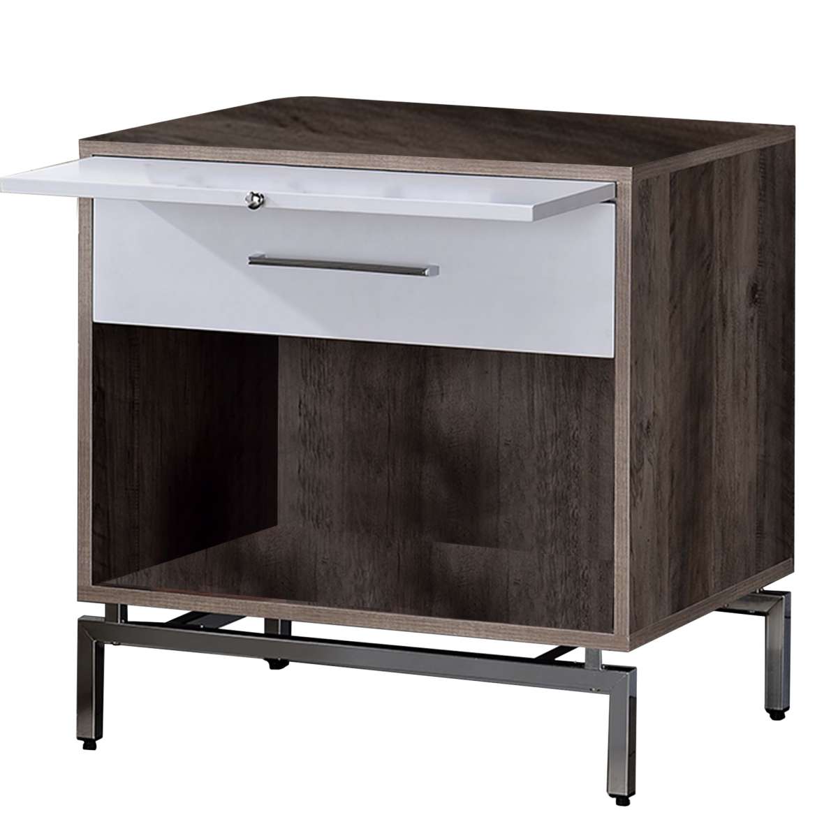 Wooden Accent Table With Open Storage And Pull Out Tray, Brown And White By Benzara | Accent Tables |  Modishstore 