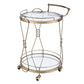 Serving Cart With 2 Glass Shelves And Caster Support, Gold And Clear By Benzara | Bar Carts |  Modishstore  - 4