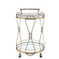Serving Cart With 2 Glass Shelves And Caster Support, Gold And Clear By Benzara | Bar Carts |  Modishstore 