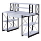 Industrial Style Desk With 4 Open Selves And Bookcase Hutch, White By Benzara | Desks |  Modishstore 