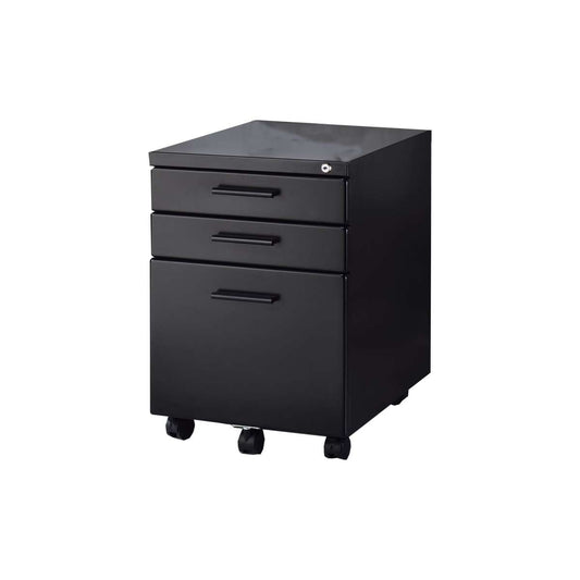 Contemporary Style File Cabinet With Lock System And Caster Support, Black By Benzara | Cabinets |  Modishstore 