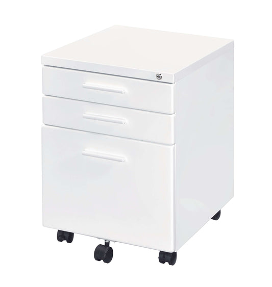 Contemporary Style File Cabinet With Lock System And Caster Support, White By Benzara | Cabinets |  Modishstore 