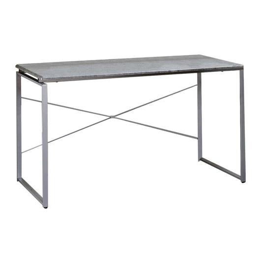 Sled Base Rectangular Table With X Shape Back And Wood Top,Gray And Silver By Benzara | Side Tables |  Modishstore 