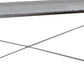 Sled Base Rectangular Table With X Shape Back And Wood Top,Gray And Silver By Benzara | Side Tables |  Modishstore  - 5