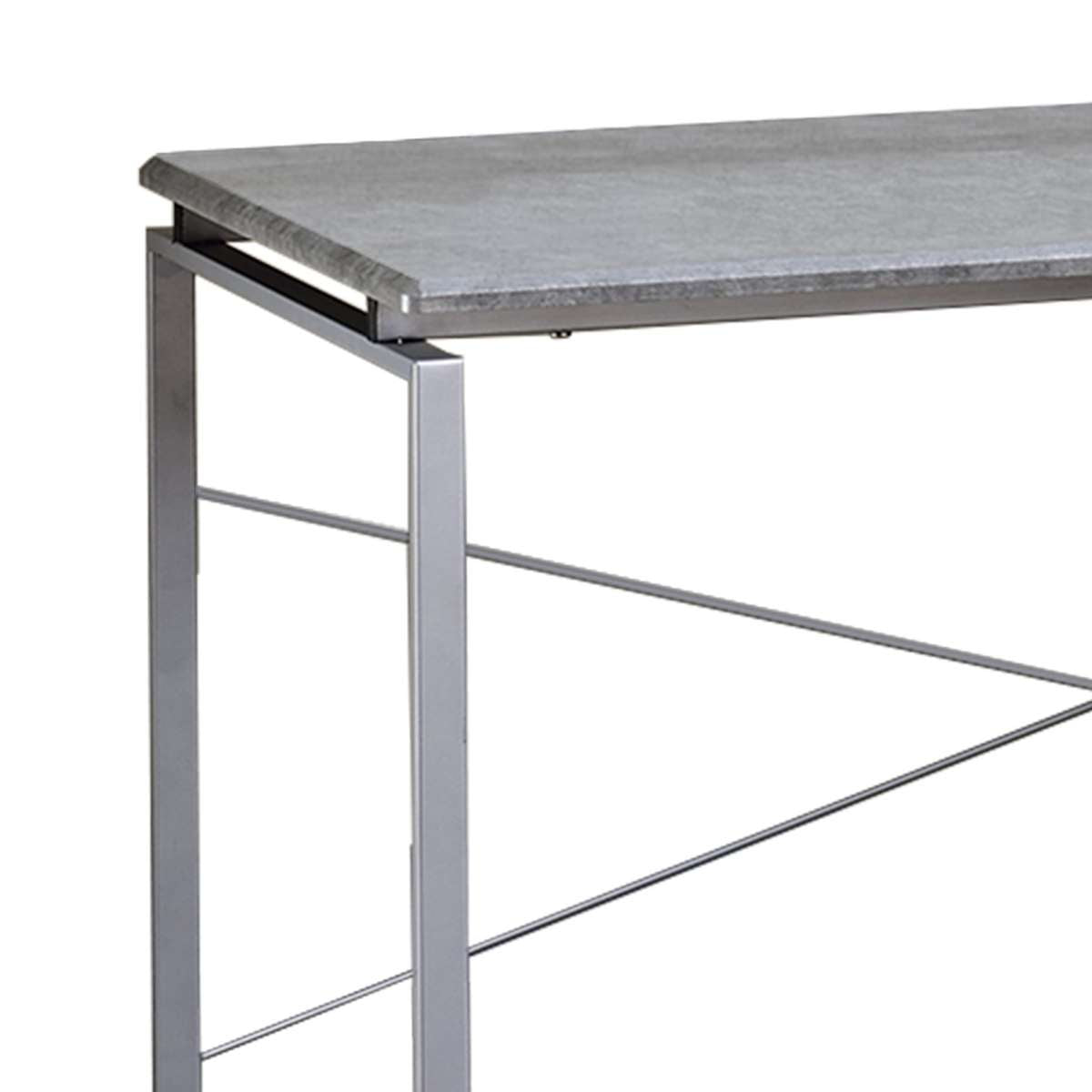 Sled Base Rectangular Table With X Shape Back And Wood Top,Gray And Silver By Benzara | Side Tables |  Modishstore  - 4
