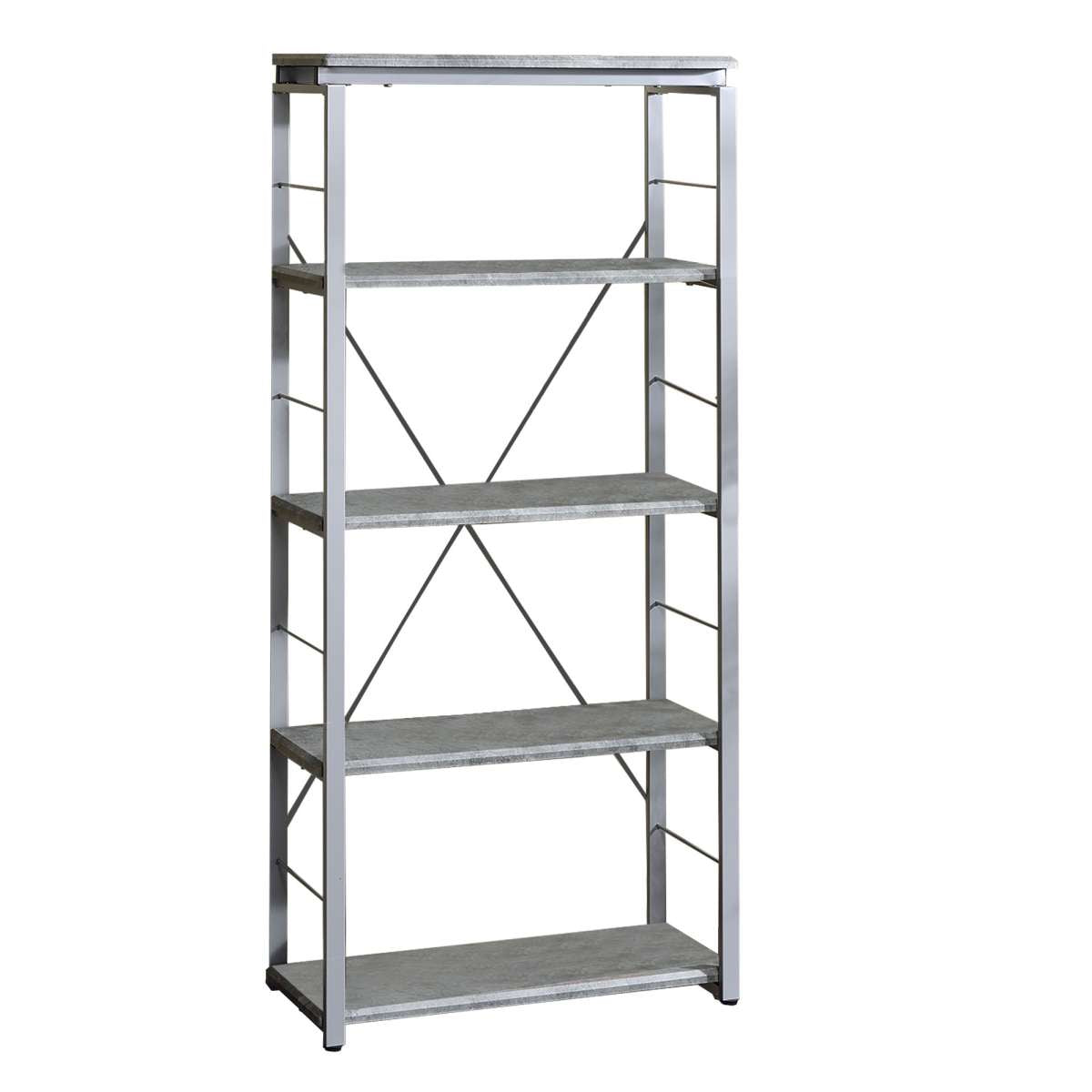 Industrial Bookshelf With 4 Shelves And Open Metal Frame, Silver And Gray By Benzara | Bookcases |  Modishstore  - 2