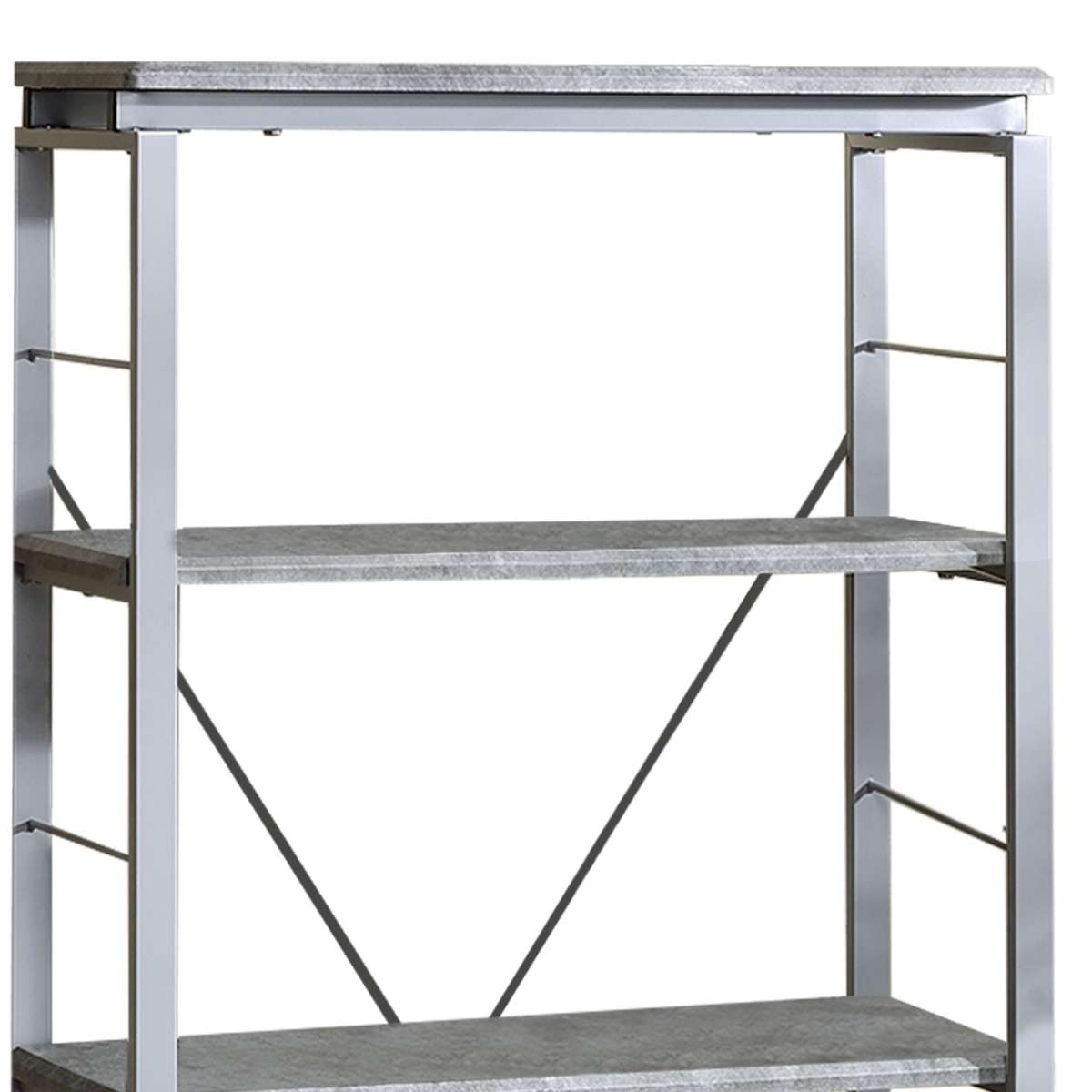 Industrial Bookshelf With 4 Shelves And Open Metal Frame, Silver And Gray By Benzara | Bookcases |  Modishstore  - 6