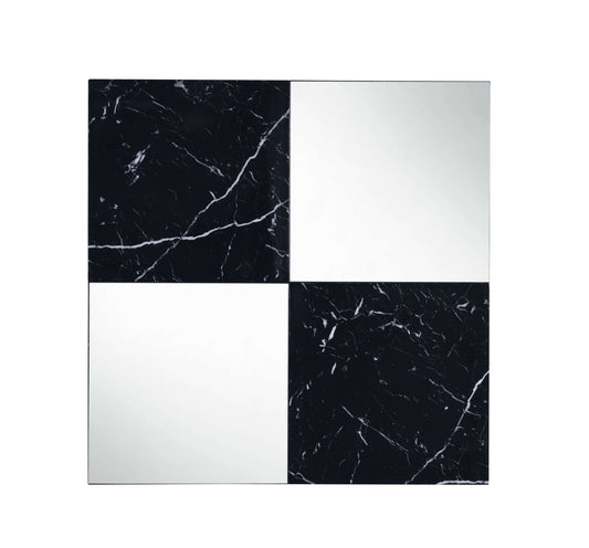 Contemporary Square Accent Wall Mirror With Faux Marble, Silver And Black By Benzara | Mirrors |  Modishstore 