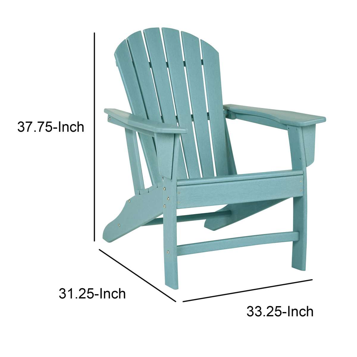 Contemporary Plastic Adirondack Chair With Slatted Back, Turquoise By Benzara | Outdoor Chairs |  Modishstore  - 2
