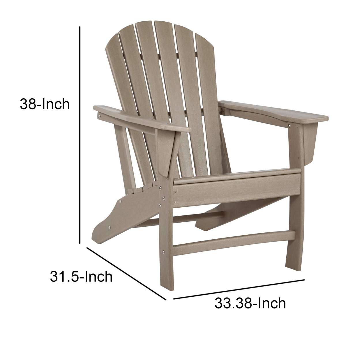 Contemporary Plastic Adirondack Chair With Slatted Back, Brown By Benzara | Outdoor Chairs |  Modishstore  - 2