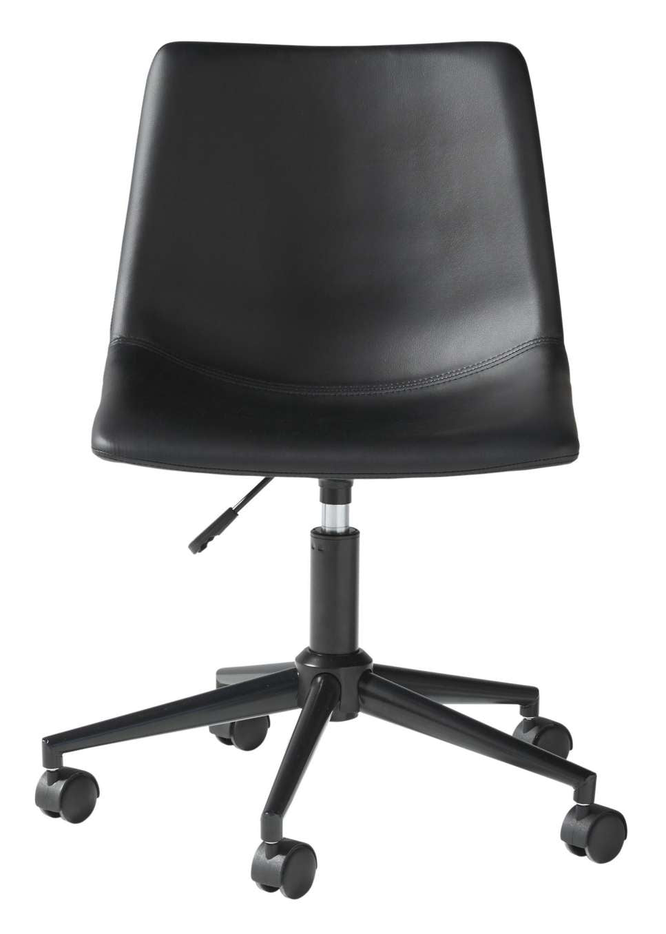 Faux Leather Upholstered Metal Base Swivel Chair, Black By Benzara | Office Chairs |  Modishstore  - 3