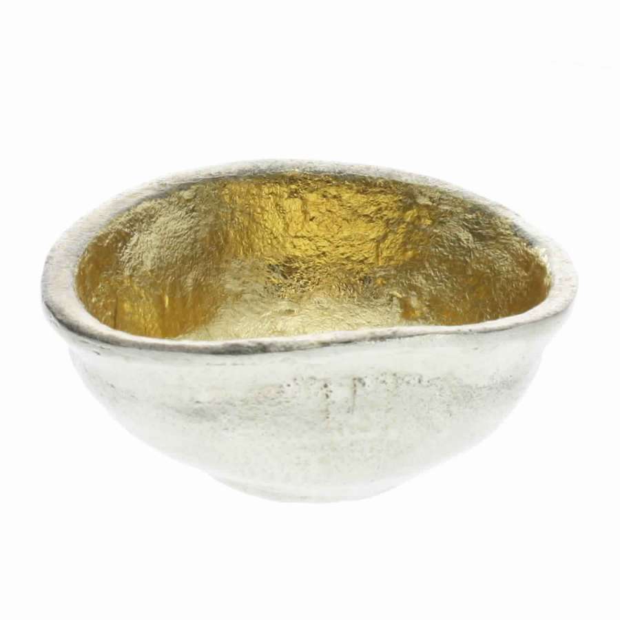 Aluminum Bowl With Shimmering Gold Leaf Interior, Large, Gold And Silver By Benzara | Decorative Bowls |  Modishstore 