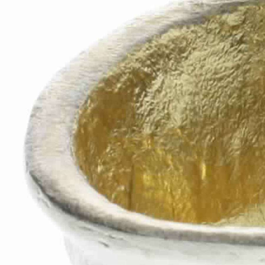Aluminum Bowl With Shimmering Gold Leaf Interior, Large, Gold And Silver By Benzara | Decorative Bowls |  Modishstore  - 4