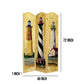 Hand Painted 3 Panel Wooden Room Divider With Lighthouses Print, Multicolor By Benzara | Room Divider |  Modishstore  - 2