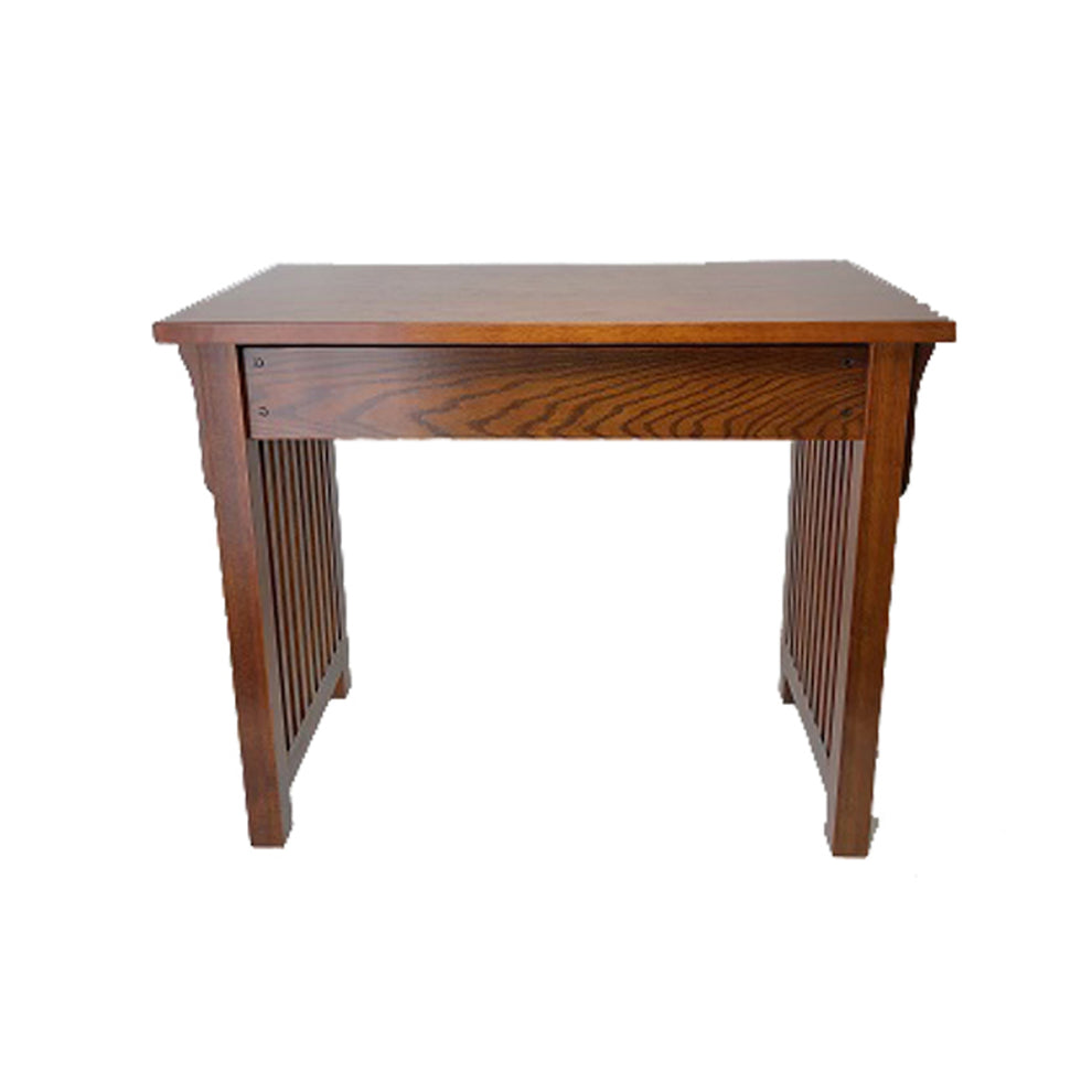 Wooden Frame Writing Desk With 1 Drawer And Slatted Sides, Brown By Benzara | Desks | Modishstore - 3