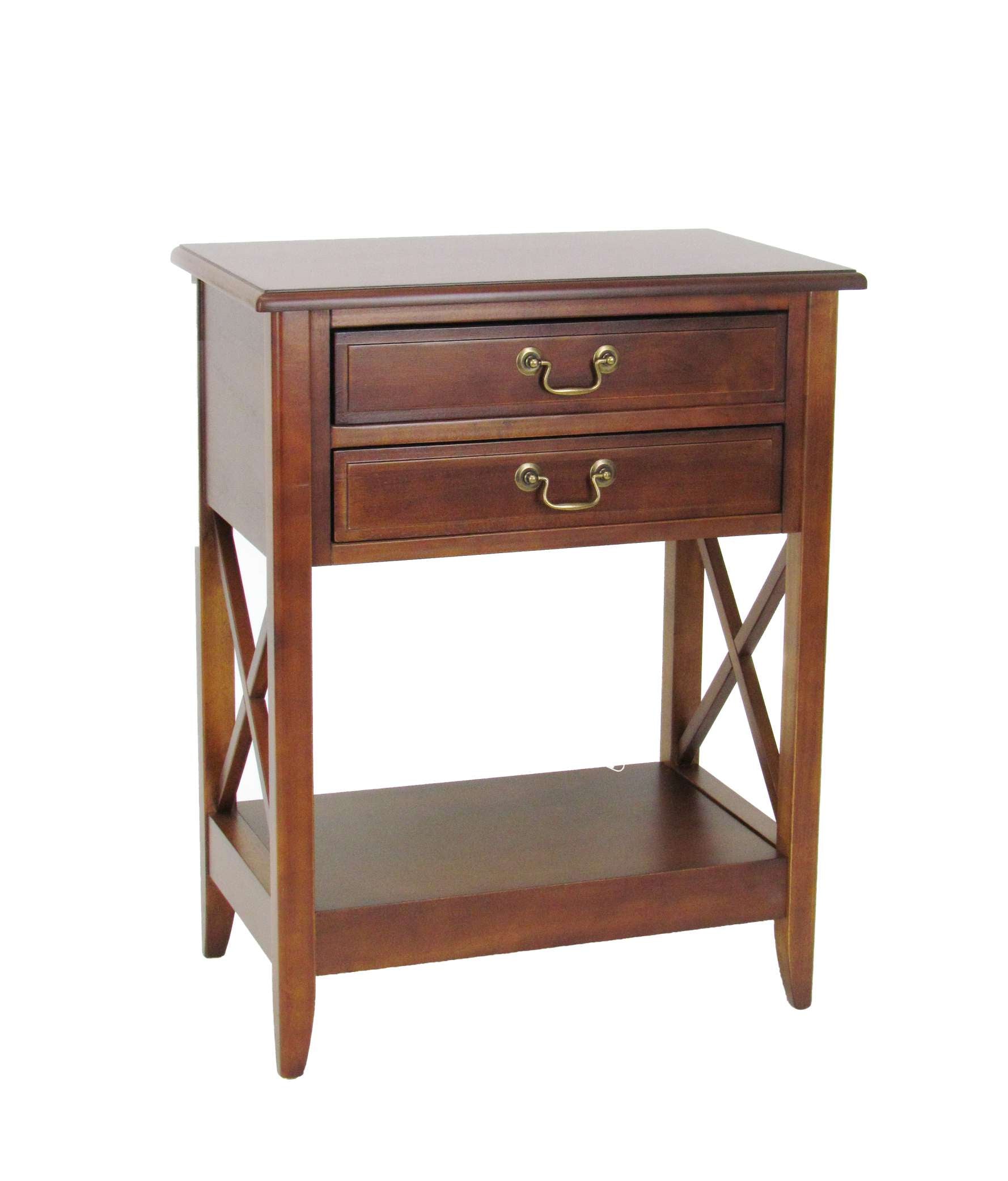 Wooden Nightstand With 2 Drawers And Criss Cross Sides, Brown By Benzara | Nightstands |  Modishstore 