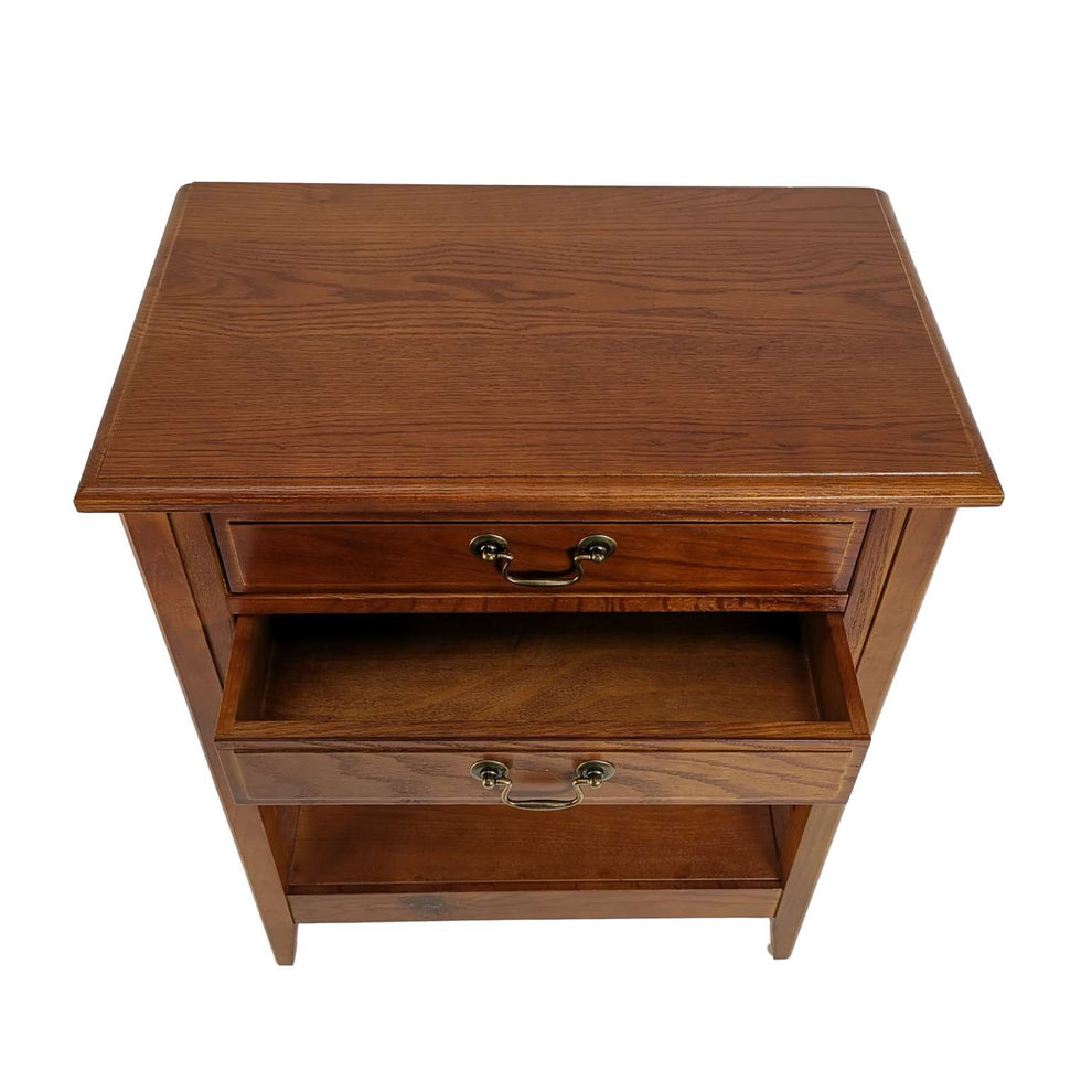 Wooden Nightstand With 2 Drawers And Criss Cross Sides, Brown By Benzara | Nightstands |  Modishstore  - 3