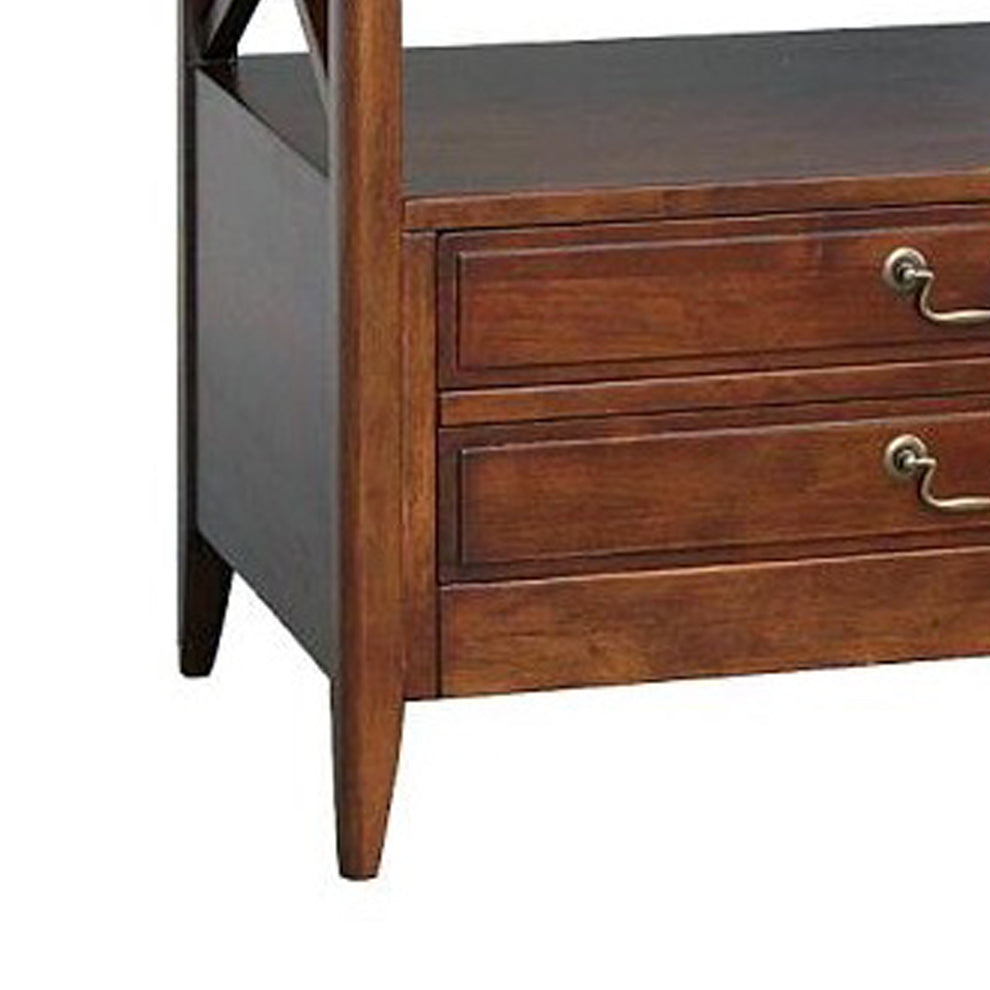 Wooden Tv Stand With 2 Drawers And 1 Open Shelf, Dark Brown By Benzara | Cabinets | Modishstore - 4