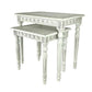 Elegantly Engraved Wooden Frame Nesting Table, Set Of 2, Antique White By Benzara | Nesting Tables |  Modishstore 