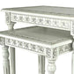 Elegantly Engraved Wooden Frame Nesting Table, Set Of 2, Antique White By Benzara | Nesting Tables |  Modishstore  - 4