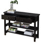Two Drawer Console Table With Two Open Shelves And Block Legs, Dark Brown By Benzara | Console Tables |  Modishstore 