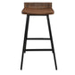 Curved Wooden Seat Counter Stool With Tubular Legs, Brown And Black By Benzara | Bar Stools & Table |  Modishstore  - 5