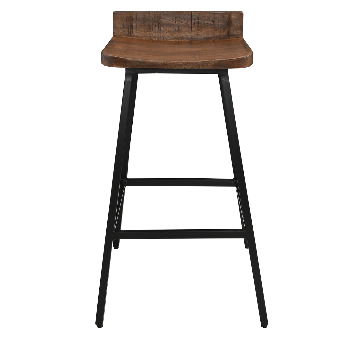 Curved Wooden Seat Counter Stool With Tubular Legs, Brown And Black By Benzara | Bar Stools & Table |  Modishstore  - 5