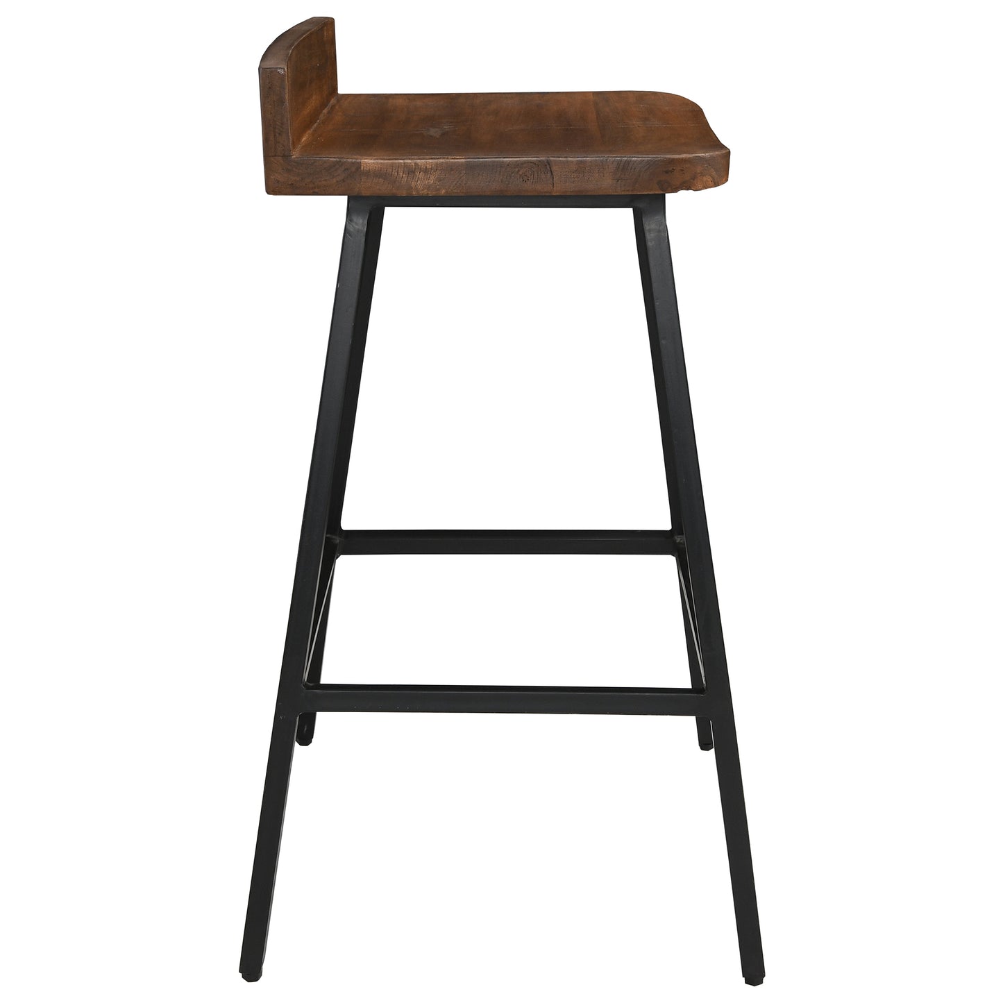 Curved Wooden Seat Counter Stool With Tubular Legs, Brown And Black By Benzara | Bar Stools & Table |  Modishstore 