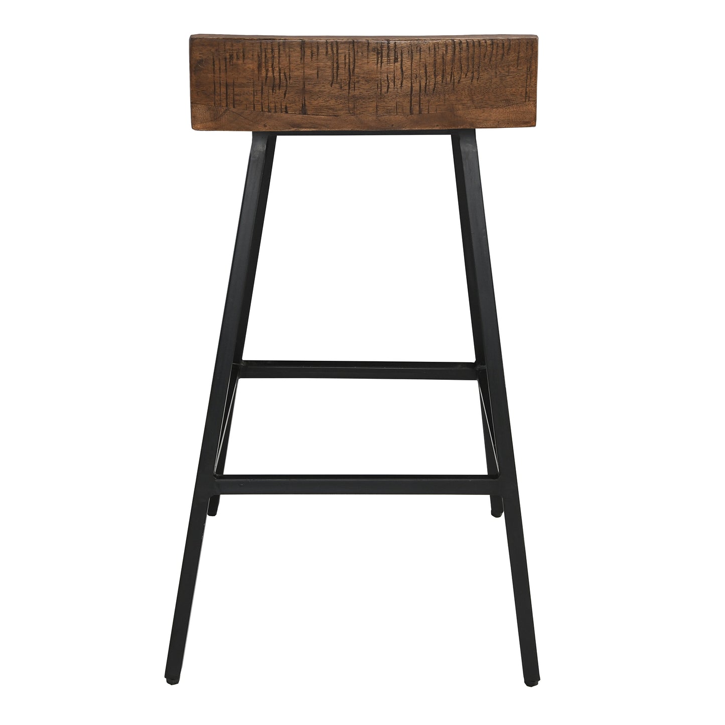 Curved Wooden Seat Counter Stool With Tubular Legs, Brown And Black By Benzara | Bar Stools & Table |  Modishstore  - 2