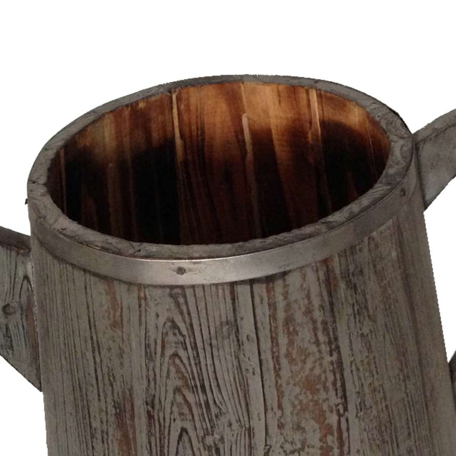 Traditional Wooden Deep Round Kettle Shaped Garden Pot, Gray By Benzara | Planters, Troughs & Cachepots |  Modishstore  - 2
