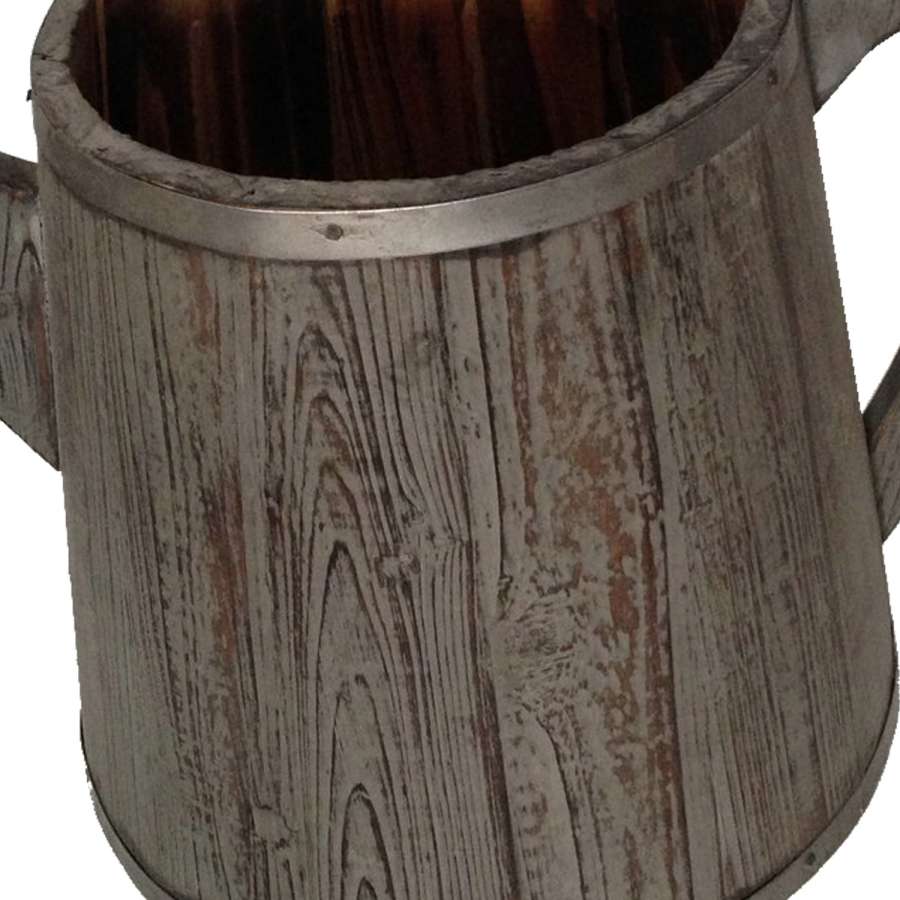 Traditional Wooden Deep Round Kettle Shaped Garden Pot, Gray By Benzara | Planters, Troughs & Cachepots |  Modishstore  - 5