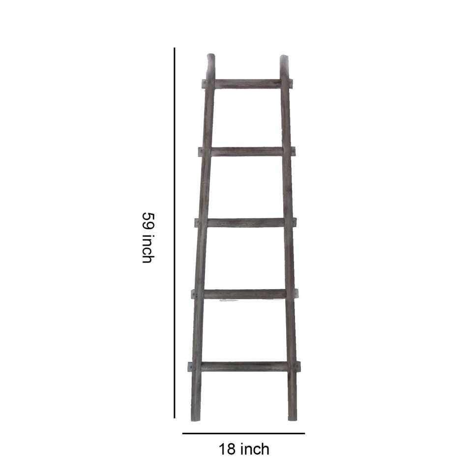 Transitional Style Wooden Decor Ladder With 5 Steps, Gray By Benzara | Shelves & Shelving Units |  Modishstore  - 2