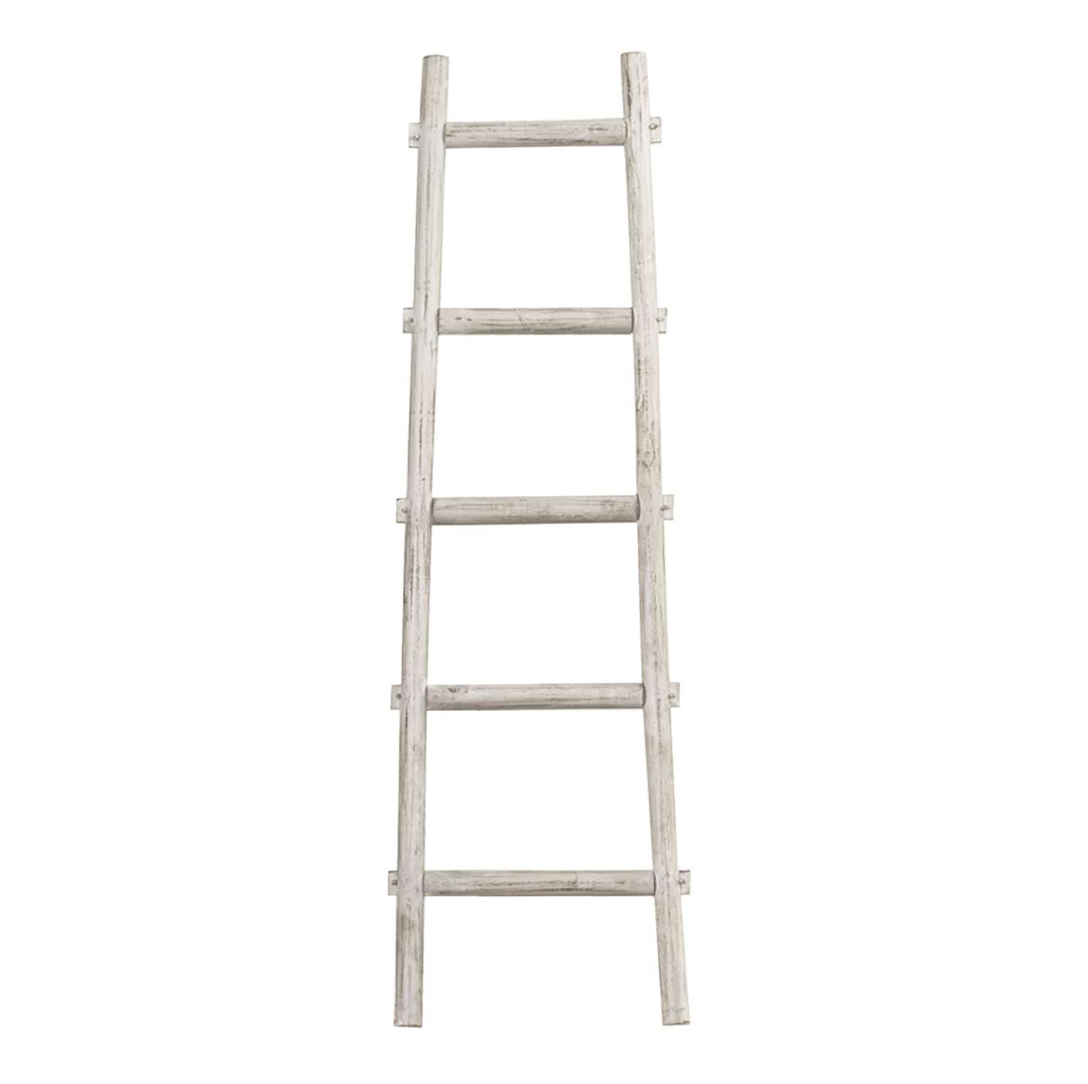 Transitional Style Wooden Decor Ladder With 5 Steps, White By Benzara | Shelves & Shelving Units |  Modishstore 