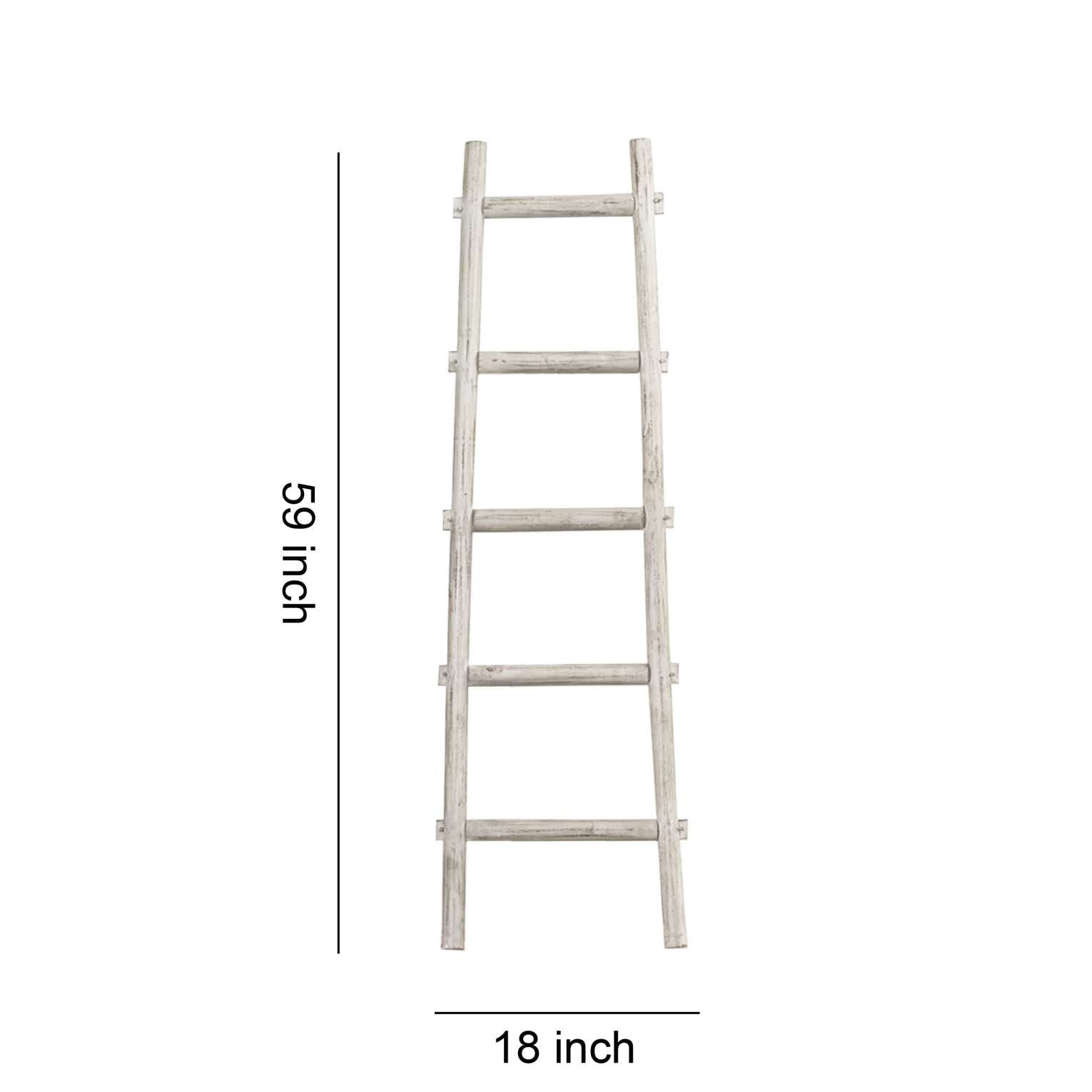 Transitional Style Wooden Decor Ladder With 5 Steps, White By Benzara | Shelves & Shelving Units |  Modishstore  - 2