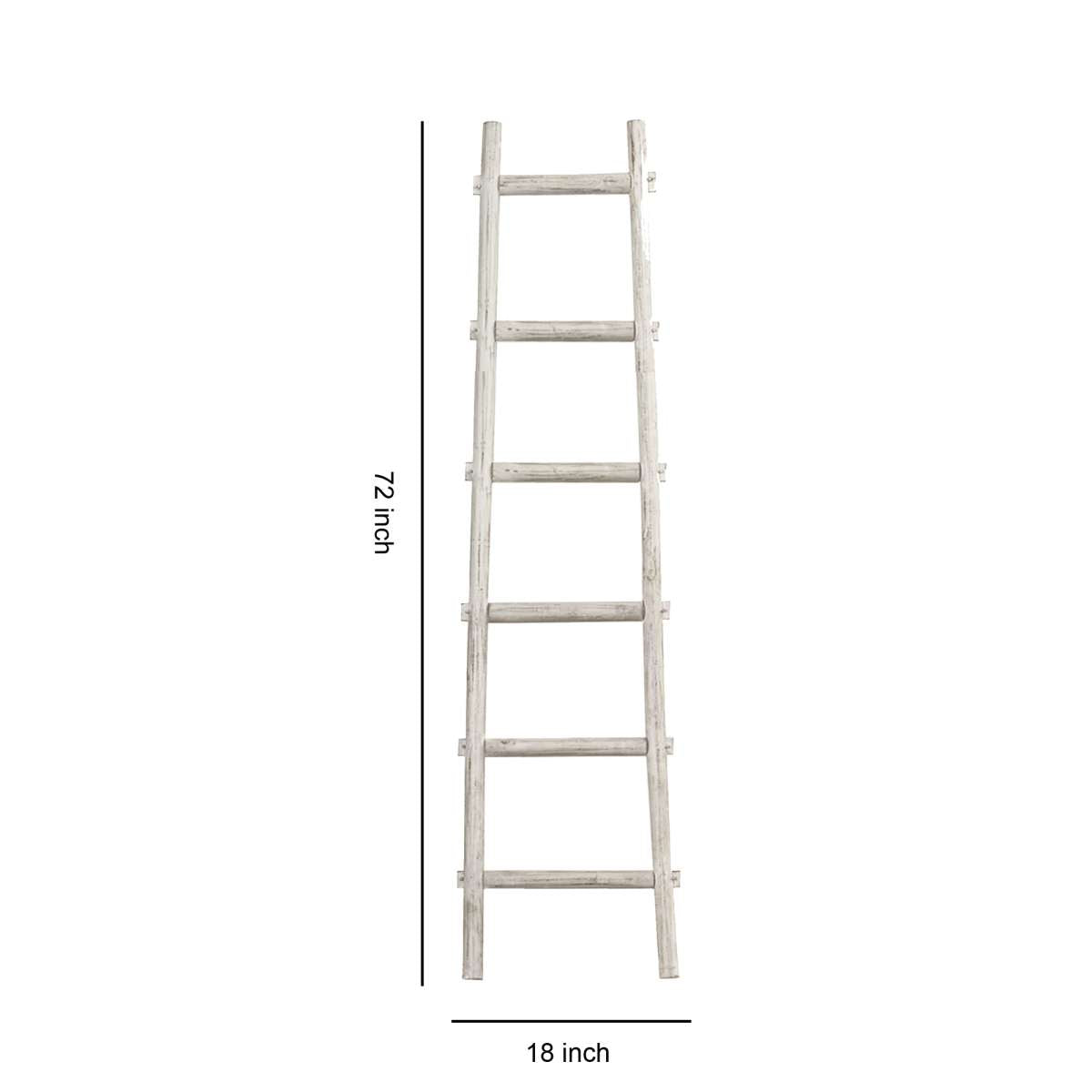 Transitional Style Wooden Decor Ladder With 6 Steps, White By Benzara | Shelves & Shelving Units |  Modishstore  - 2