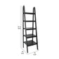 5 Tier Wooden Storage Shelf Ladder With Open Back And Sides, Black By Benzara | Shelves & Shelving Units |  Modishstore  - 2