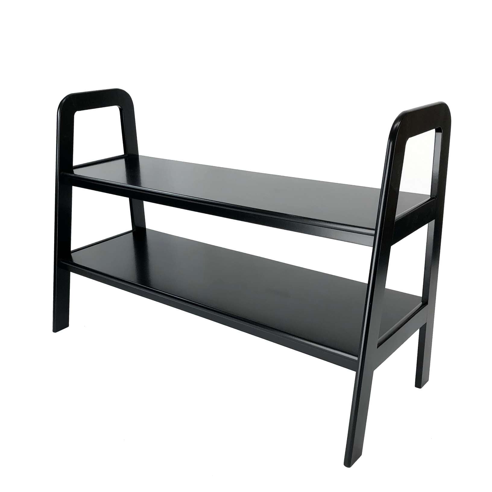 Contemporary Ladder Style Tv Stand With 2 Open Cut Shelves, Black By Benzara | TV Stands |  Modishstore 