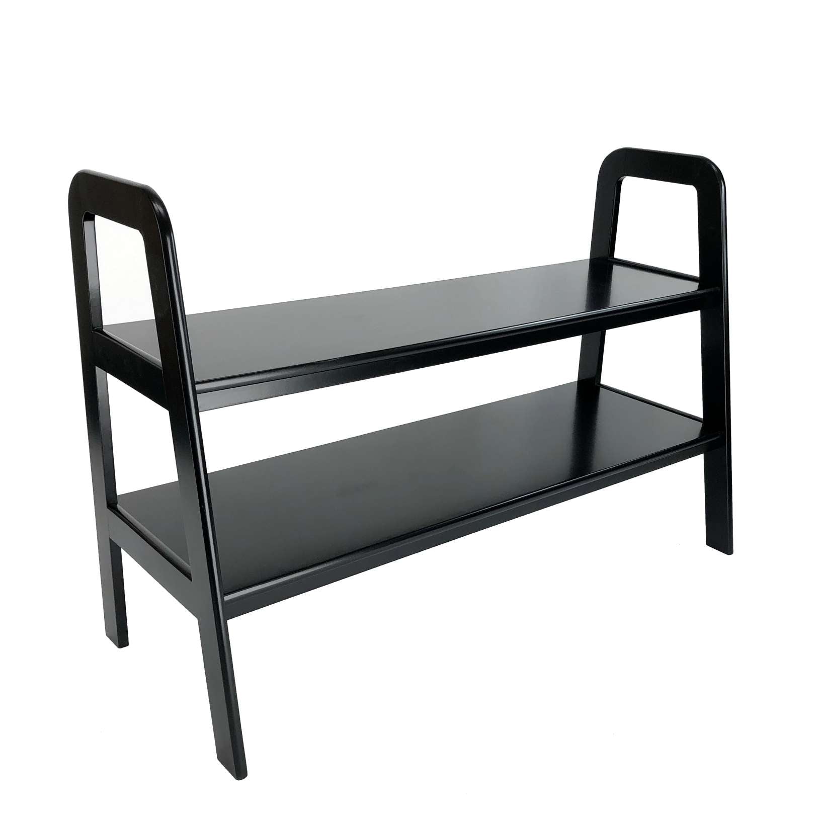 Contemporary Ladder Style Tv Stand With 2 Open Cut Shelves, Black By Benzara | TV Stands |  Modishstore  - 5