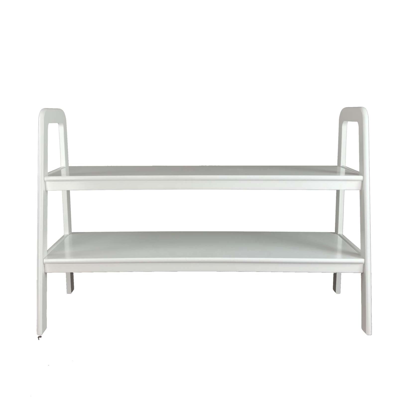 Contemporary Ladder Style Tv Stand With 2 Open Cut Shelves, White By Benzara | TV Stands |  Modishstore 