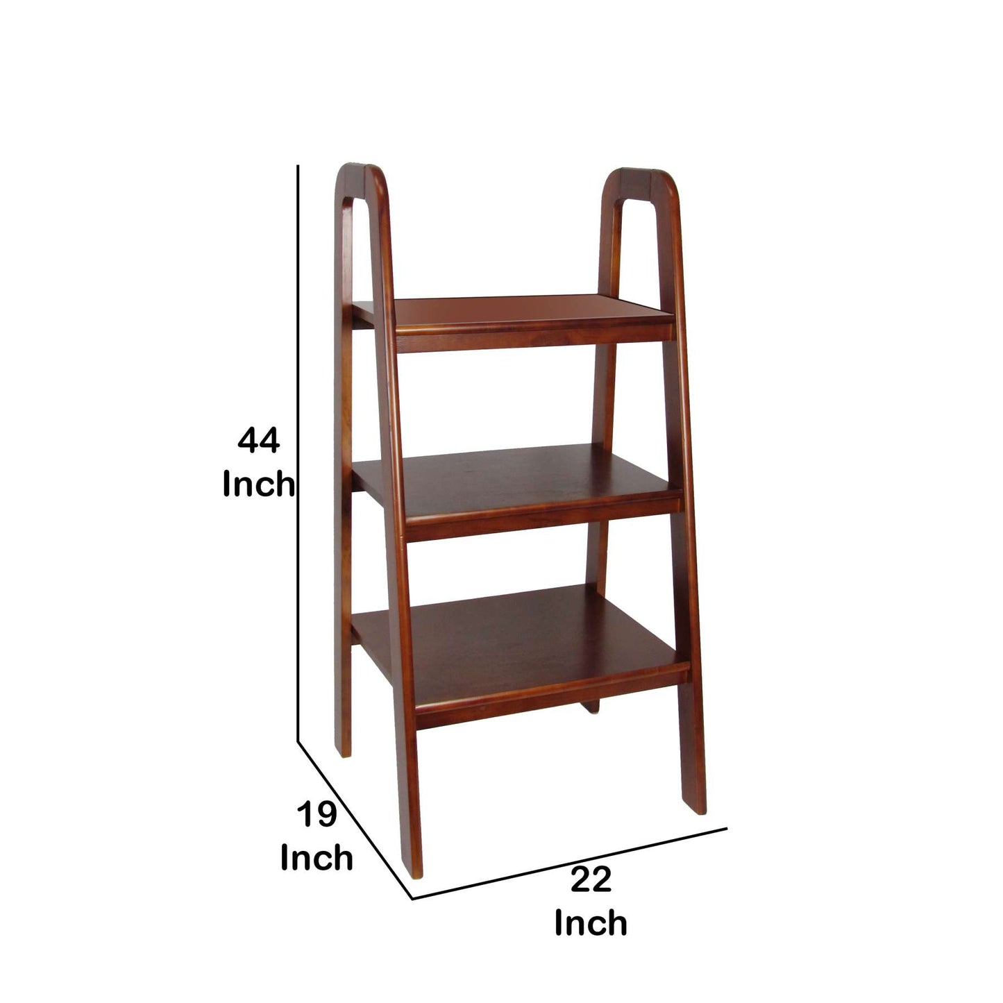 3 Tier Wooden Storage Ladder Stand With Open Back And Sides, Brown By Benzara | Shelves & Shelving Units |  Modishstore  - 2