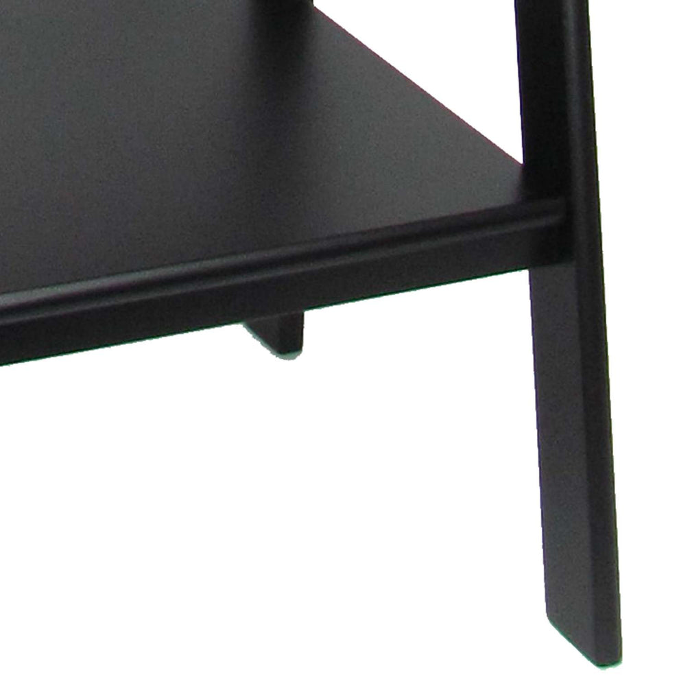3 Tier Wooden Storage Ladder Stand With Open Back And Sides, Black By Benzara | Shelves & Shelving Units |  Modishstore  - 5