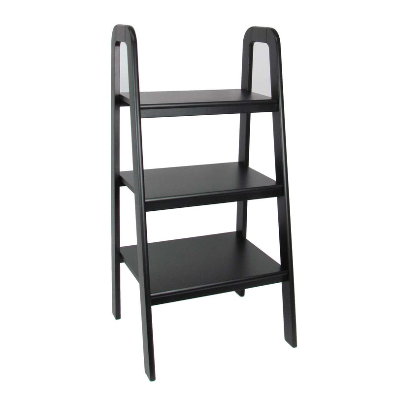 3 Tier Wooden Storage Ladder Stand With Open Back And Sides, Black By Benzara | Shelves & Shelving Units |  Modishstore 