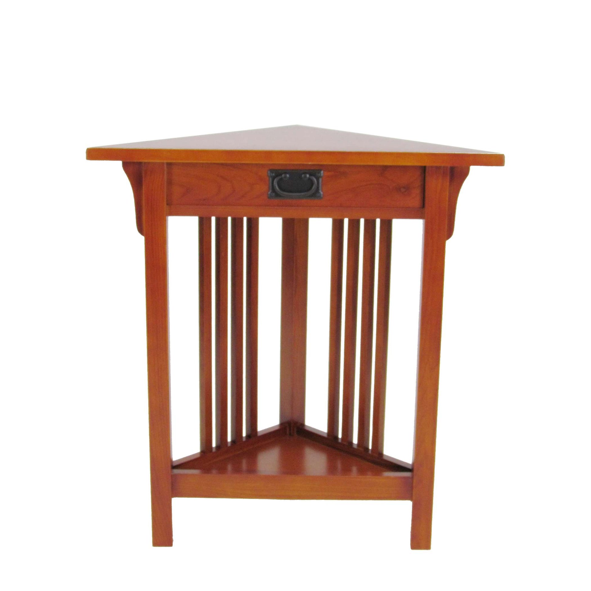 Mission Style Wooden Corner Table With 1 Drawer And Bottom Shelf, Brown By Benzara | Side Tables |  Modishstore 
