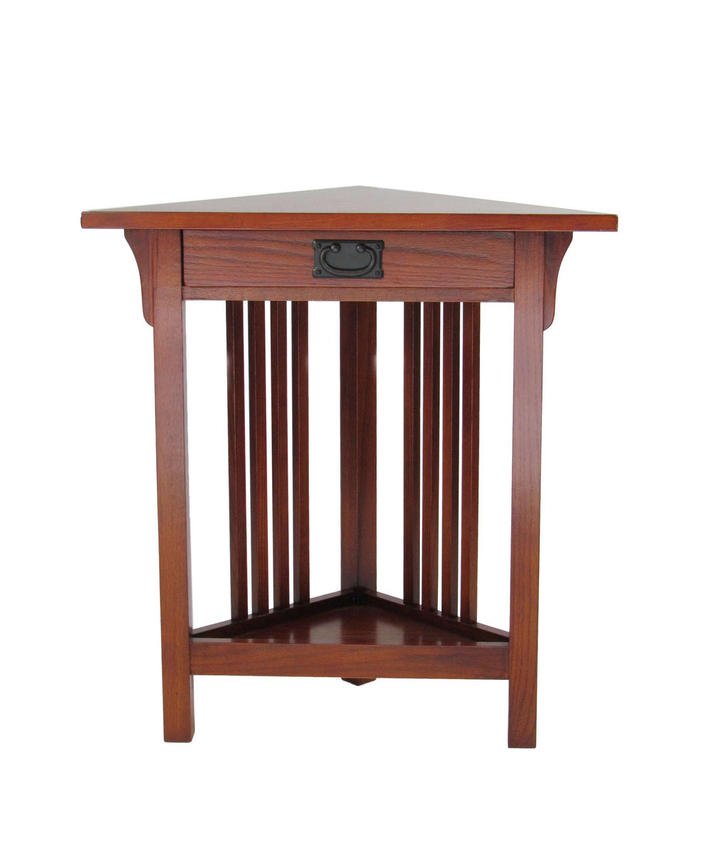 Mission Style Wooden Corner Table With 1 Drawer And Bottom Shelf, Brown By Benzara | Side Tables |  Modishstore  - 5