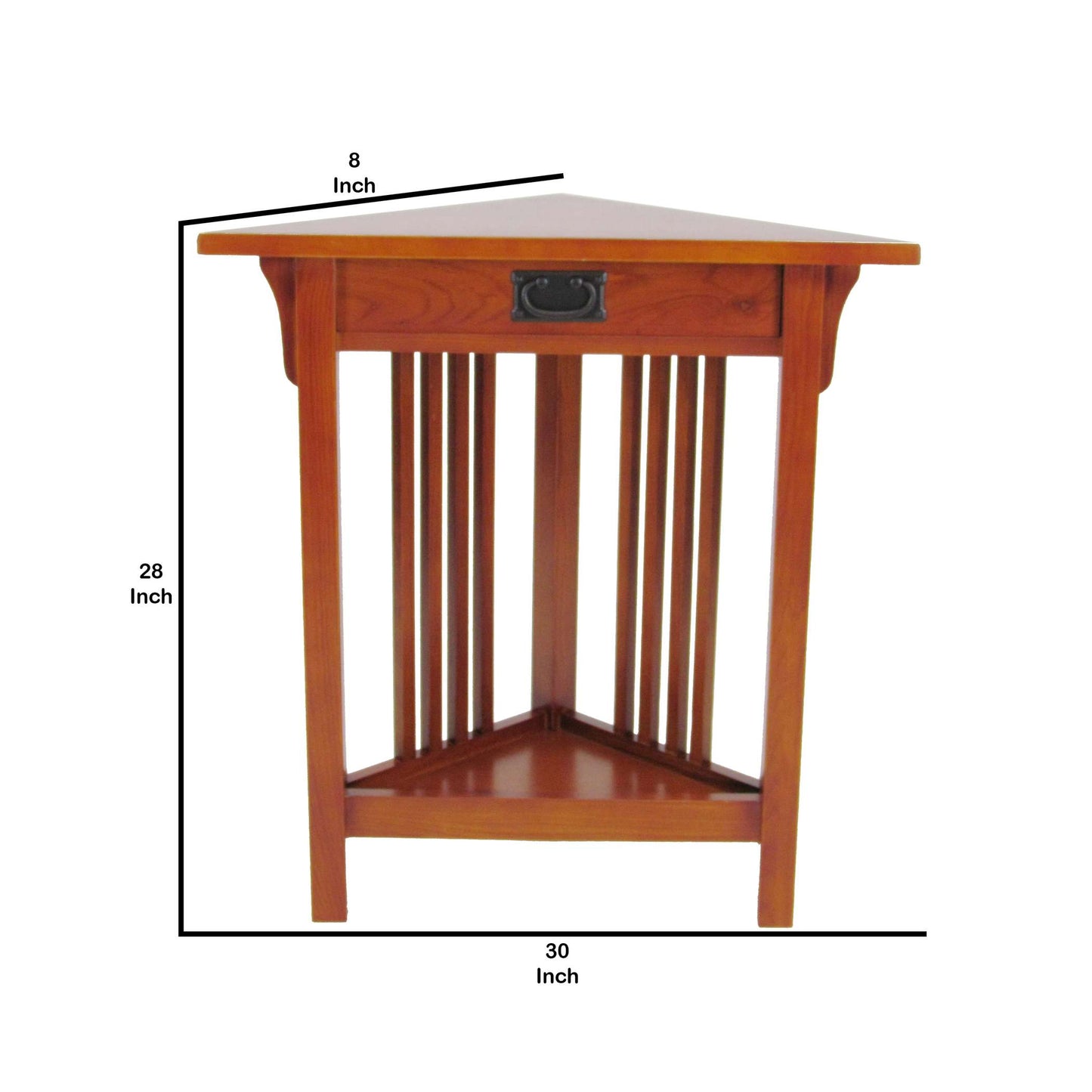 Mission Style Wooden Corner Table With 1 Drawer And Bottom Shelf, Brown By Benzara | Side Tables |  Modishstore  - 2