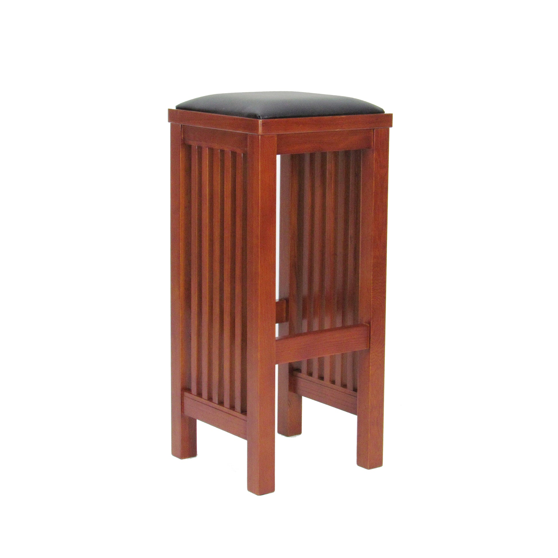 Faux Leather Upholstered Wooden Backless Barstool, Oak Brown By Benzara | Bar Stools & Tables | Modishstore