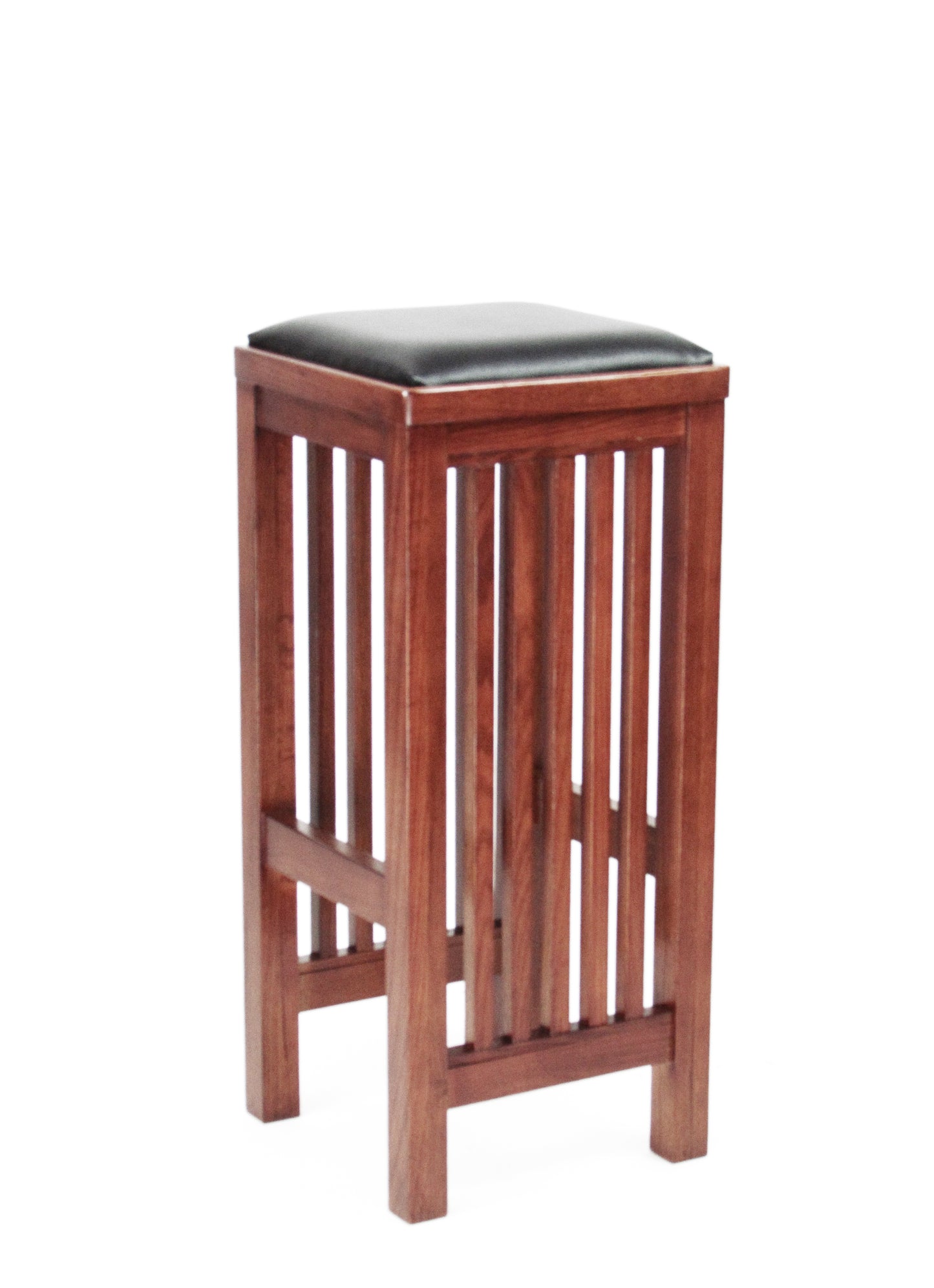 Faux Leather Upholstered Wooden Backless Barstool, Oak Brown By Benzara | Bar Stools & Tables | Modishstore - 3