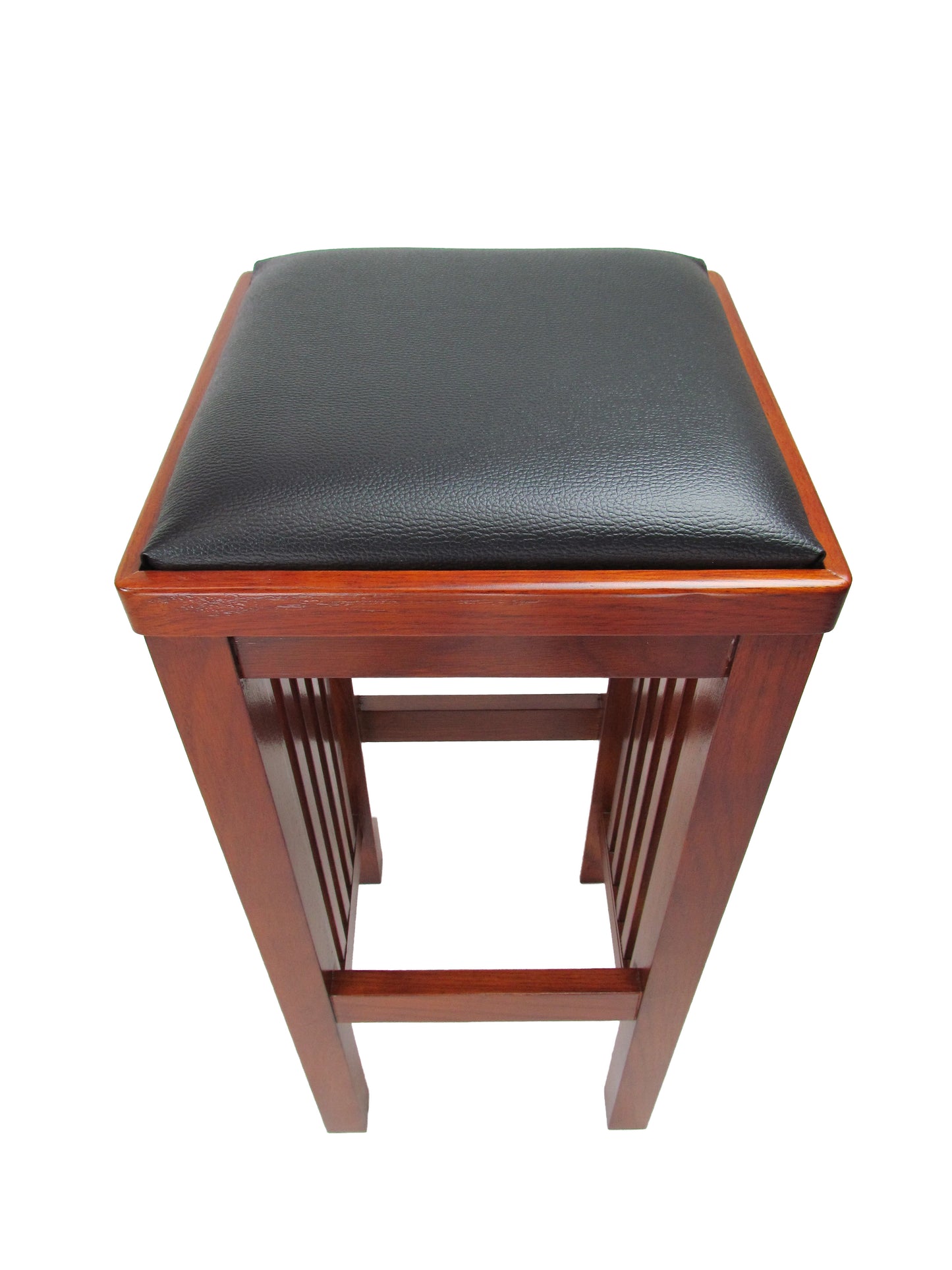 Faux Leather Upholstered Wooden Backless Barstool, Oak Brown By Benzara | Bar Stools & Tables | Modishstore - 2