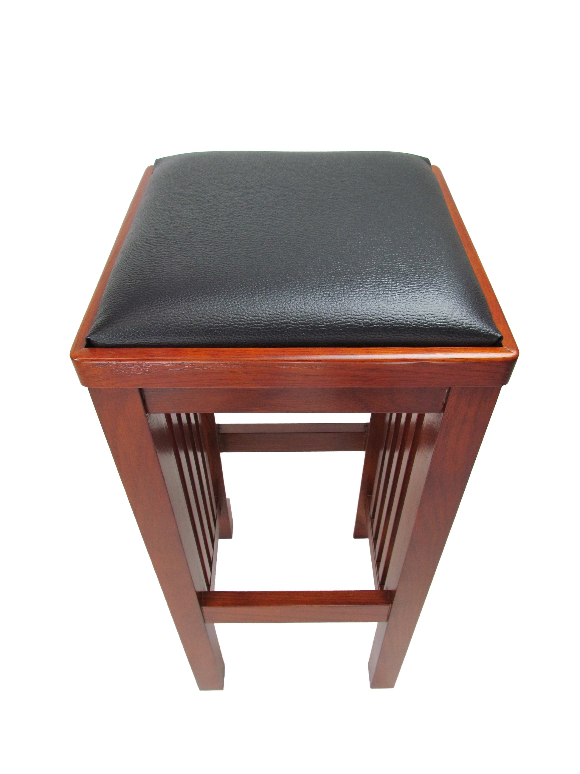 Faux Leather Upholstered Wooden Backless Barstool, Oak Brown By Benzara | Bar Stools & Tables | Modishstore - 2